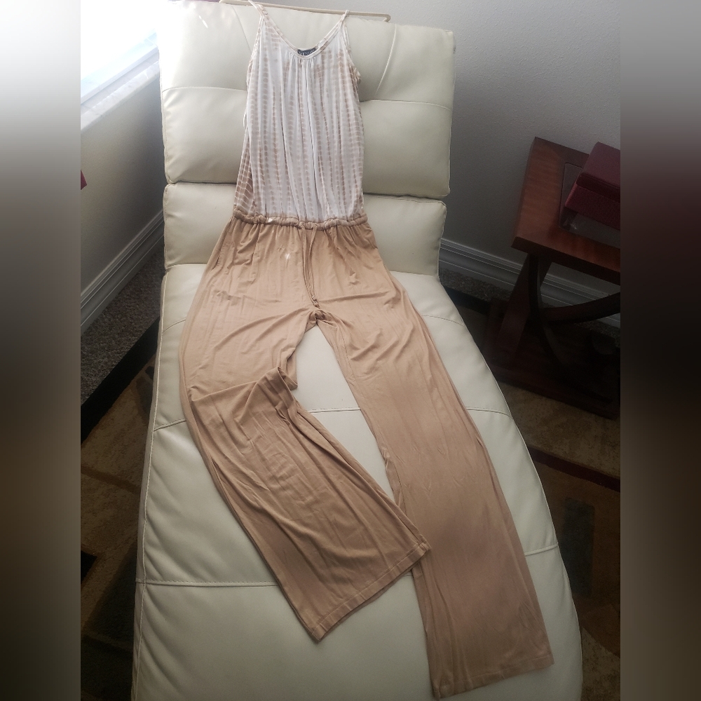 VENUS~ Brand New With Tag Tie-Dye Beige Jumpsuit w/Pockets-MEDIUM
